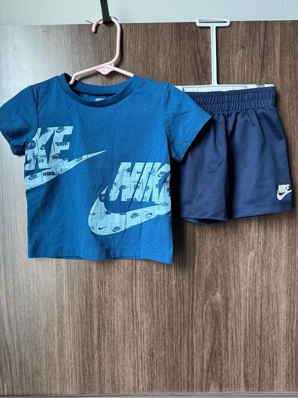Nike Blue Graphic Tee with Navy Athletic Shorts